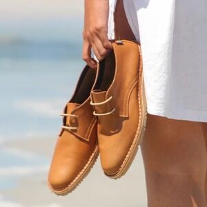 Sz 42 / 9 US Mens/ 11 US Womens Veldskoen Classic Fynbos Tan Nappa Leather Shoes